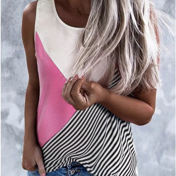 CHELSEA COLOR BLOCK STRIPED TANK TOP - Picture 1 of 4